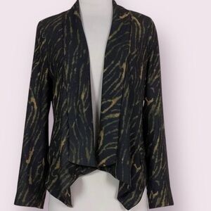 HAUTE Hippie Womens Animal Print Open Front Lined Asymmetrical Blazer Size 8